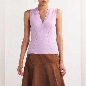 Me + Em Cashmere Lace-Stitch Vest M